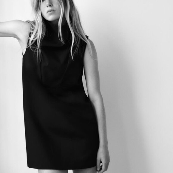 NWT ZARA HIGH NECK SHORT DRESS BLACK SIZE XS9124 /550 - Picture 2 of 9